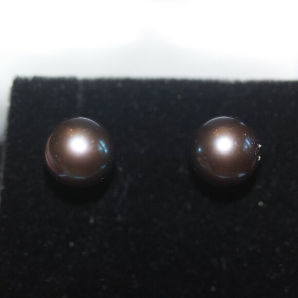 Black Pearl Sterling Silver 925 Earrings - Picture 2 of 4